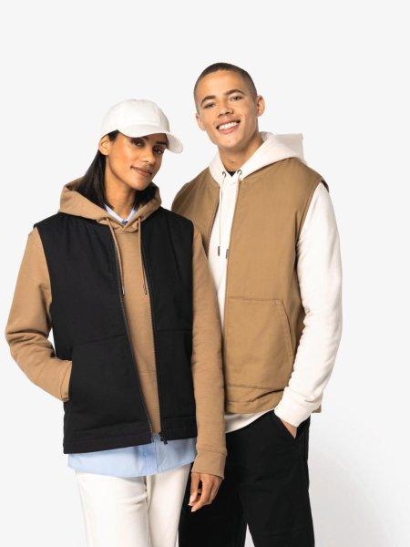 Native Spirit Unisex Lined Vest in Eco-Friendly Twill with Teddy Collar (430g)