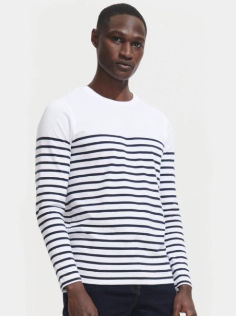 T-Shirt Homme Manches Longues à Rayures Sol’s Matelot (160g)