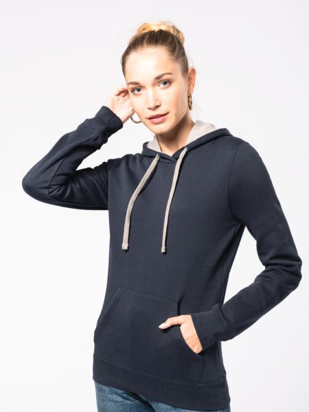 Kariban Ladies' Contrast Hooded Sweatshirt (80/20)