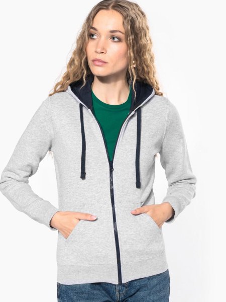 Sweatshirt com Fecho e Capuz em Contraste Kariban (80/20)