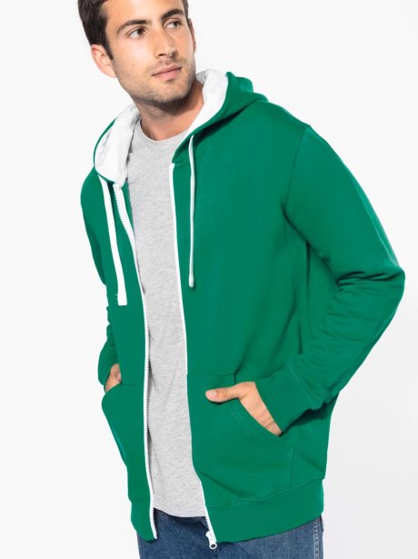 Kariban Men's contrast hooded full zip sweatshirt