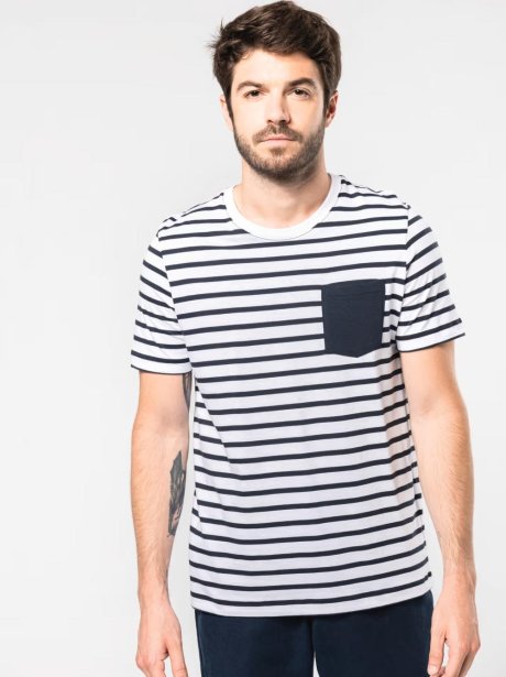 Kariban Striped short sleeve sailor t-shirt with pocket (160g)