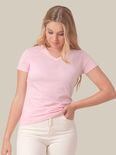 T-Shirt Senhora com Gola em V JHK (145g)